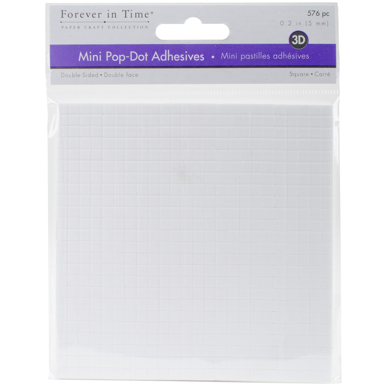 MultiCraft 3D Pop Dots Dual-Adhesive Micro Foam Adhesives-White Square, .2" 576/Pkg